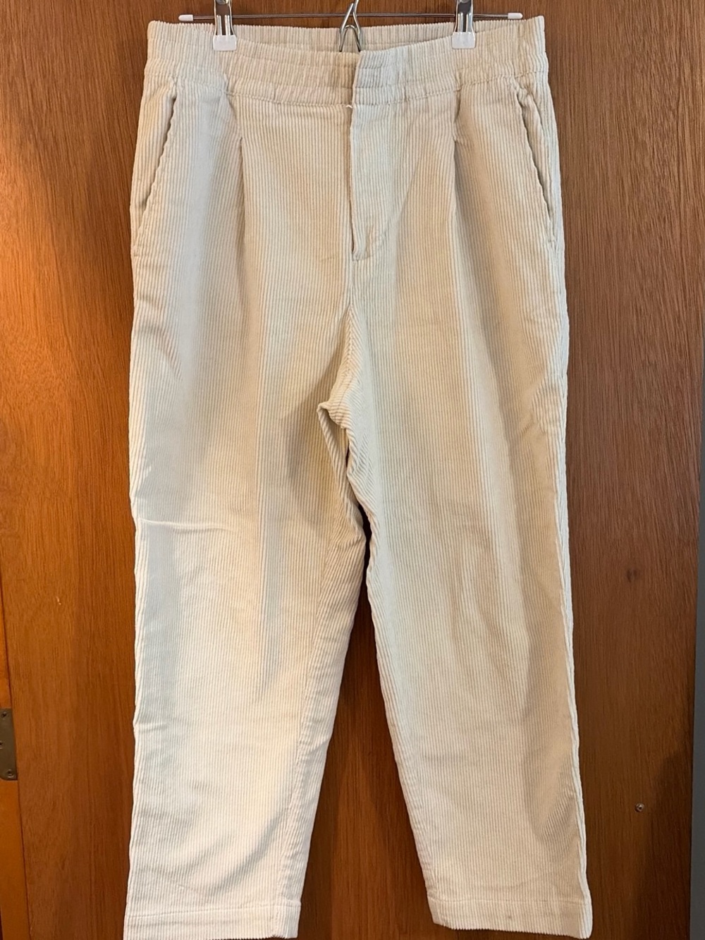 Women’s Gap, size 30P, Cream Corduroy Pants - Elastic Waist Casual Trousers
